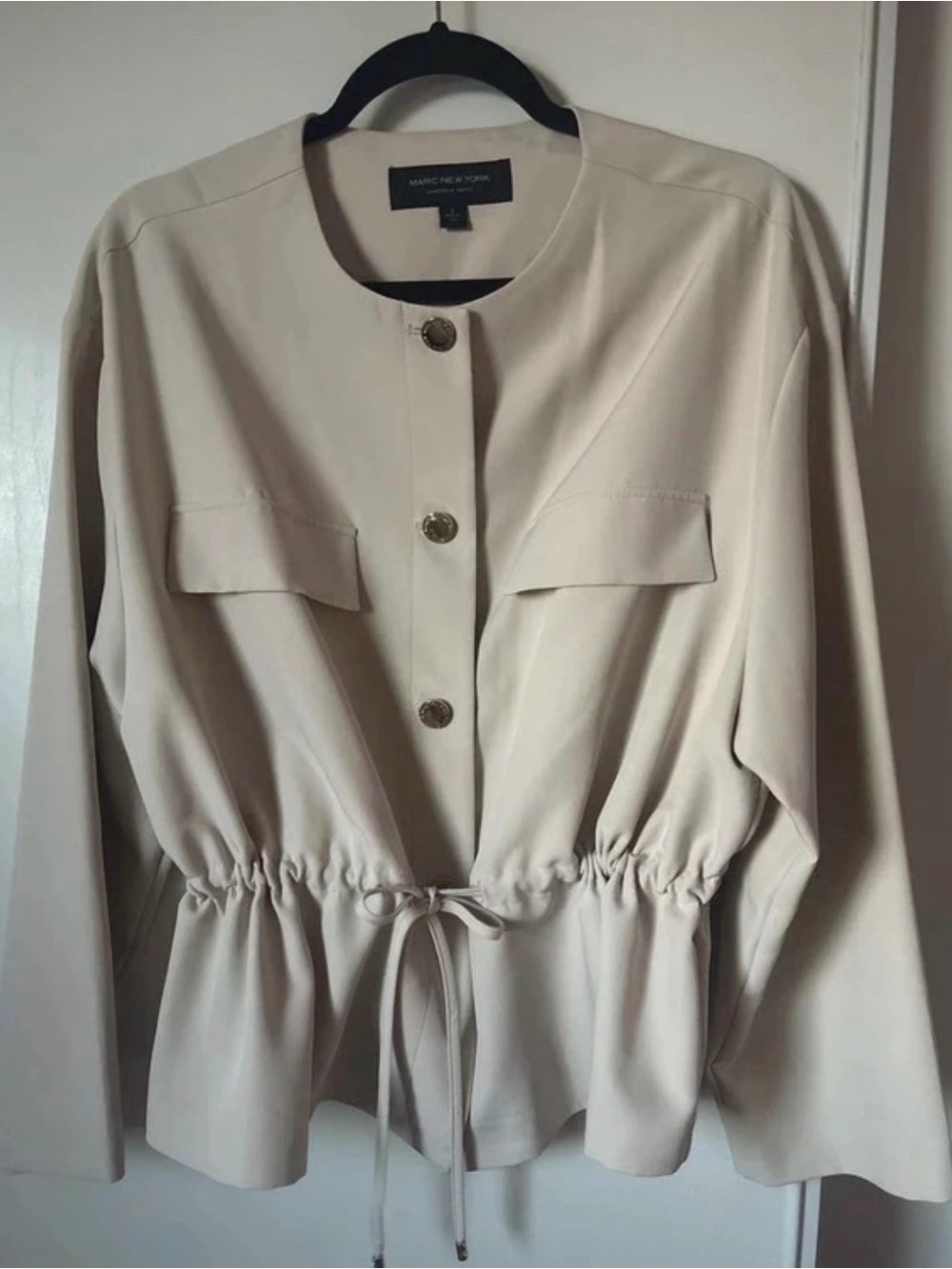 Marc New York Cream Drawstring Waist Jacket -NWOT - Size L